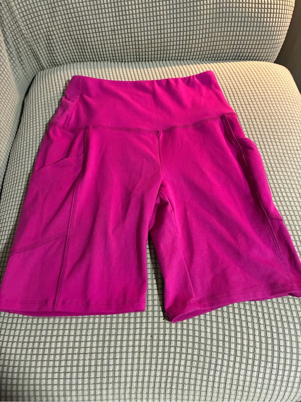 Zenana Outfitters High-Waist Bike Shorts in Bright Magenta